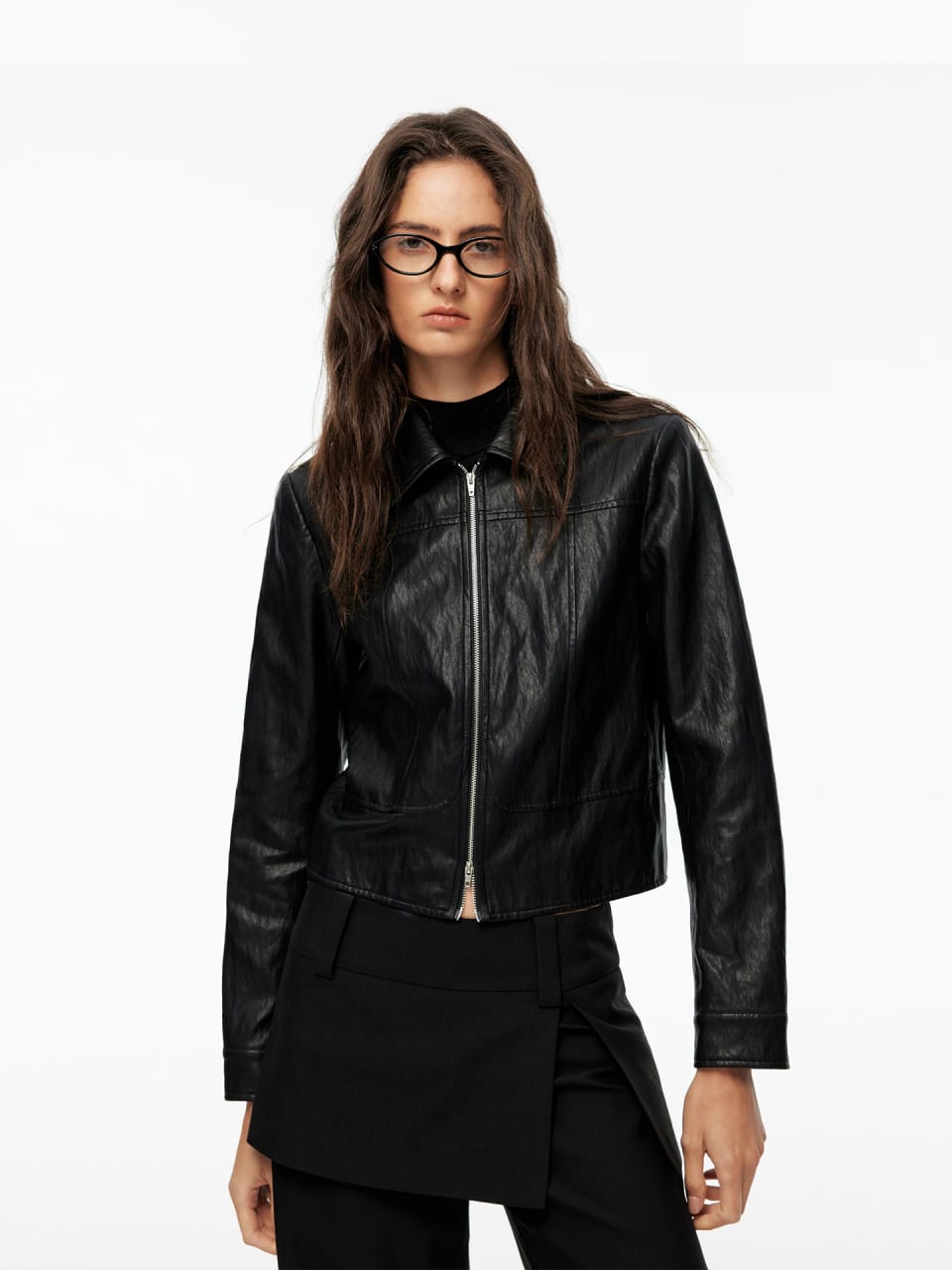Textured faux-leather jacket, Leather