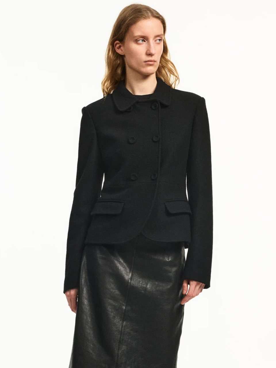 Wool double-breasted short jacket, Outerwear