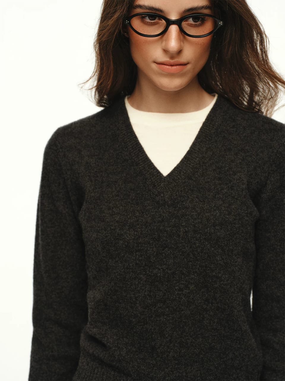 Wool V-neck layered knit, Knitwear